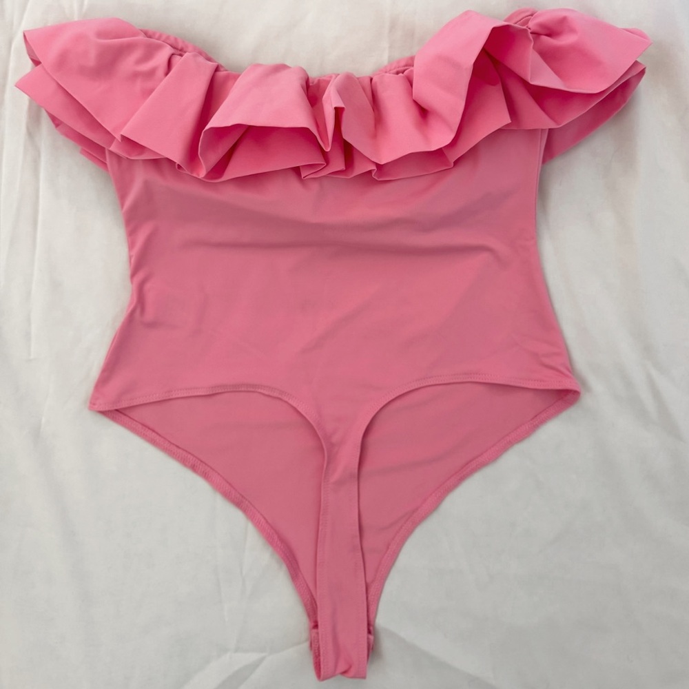 Altar'd State Pink Ruffled Bodysuit - Picture 2 of 6